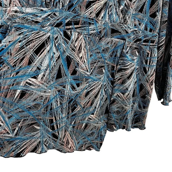 Dressbarn Womens Blouse 22/24 Blue Chocolate Brown Cream Abstract Stripes Draped - Picture 4 of 8